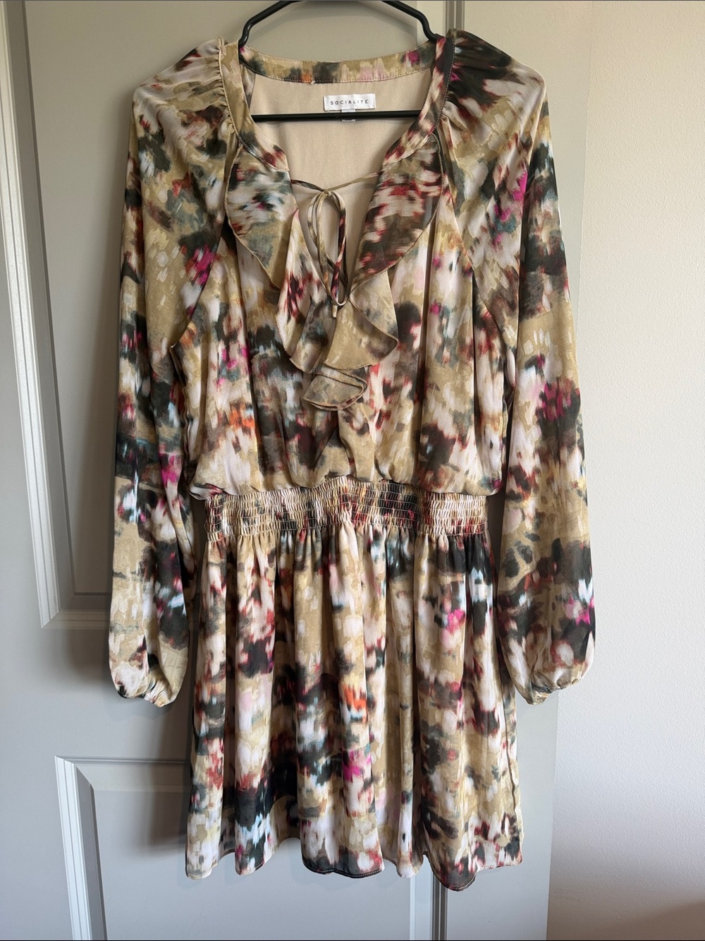 Socialite Floral Dress in Neutral Watercolor Print